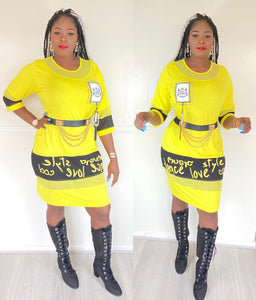 Fashion Love Style Yellow Plus Size Dress