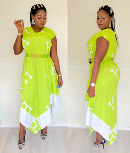 Lucy Plus Size Asymmetrical Green Dress