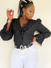 Load image into Gallery viewer, Long Sleeves Lace ruffle button down shirt
