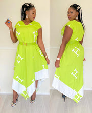 Load image into Gallery viewer, Lucy Plus Size Asymmetrical Green Dress
