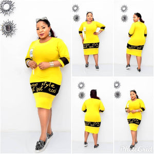 Fashion Love Style Yellow Plus Size Dress