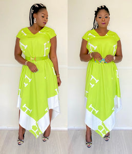 Lucy Plus Size Asymmetrical Green Dress