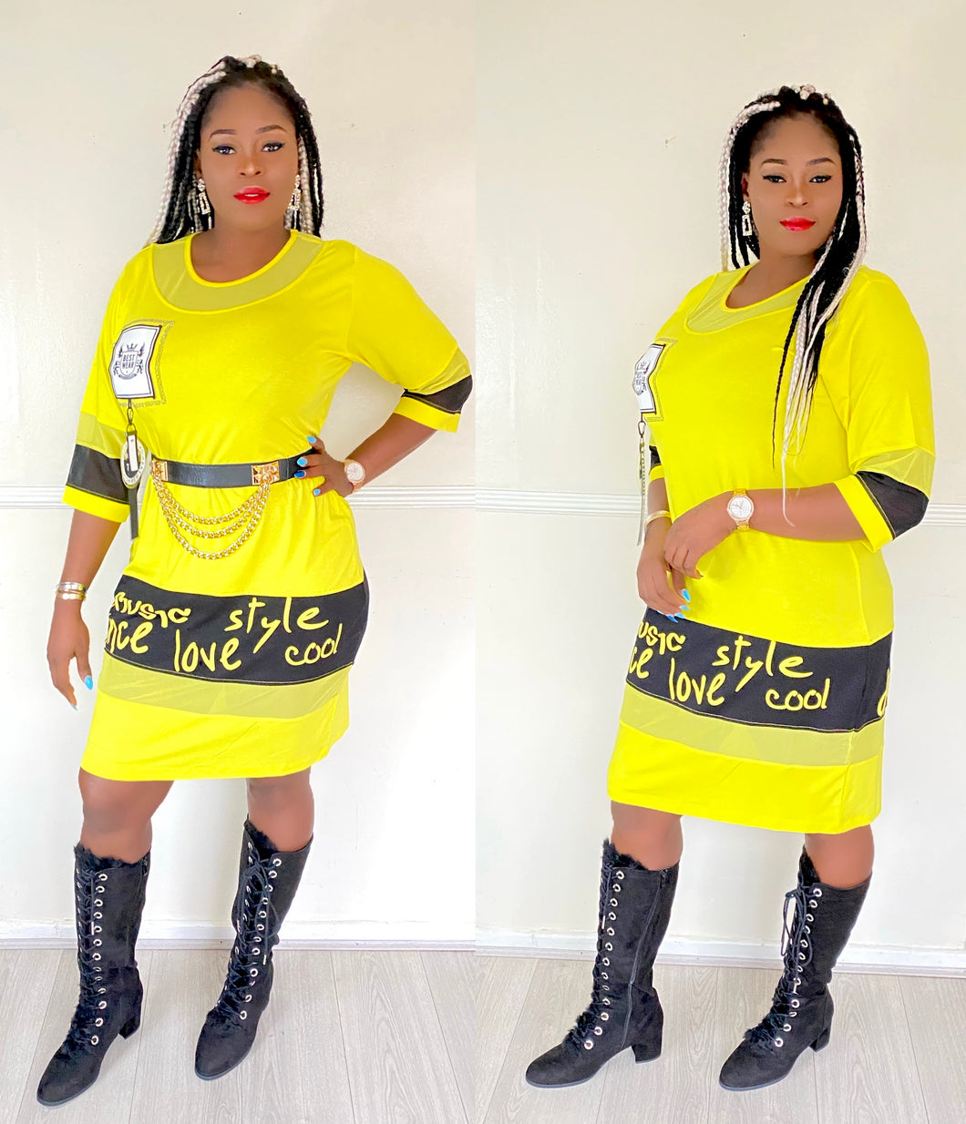 Fashion Love Style Yellow Plus Size Dress